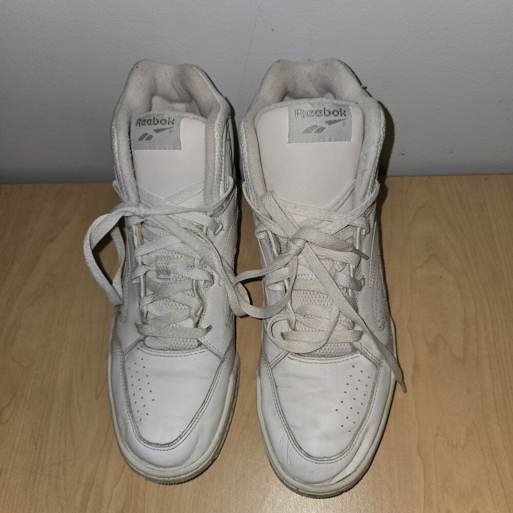 Vintage Reebok White Leather Shoes Mens Size 10 High Top Basketball